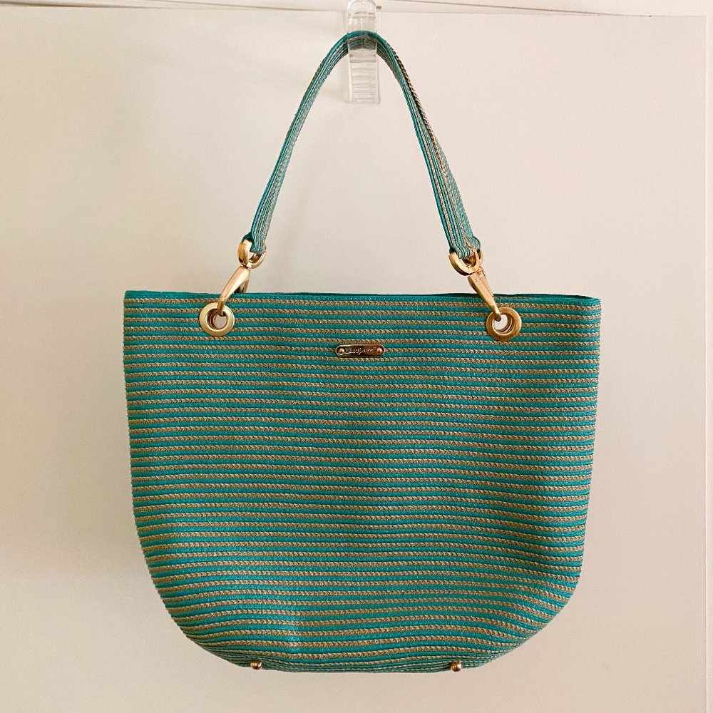 Eric Javits bag, green and tan